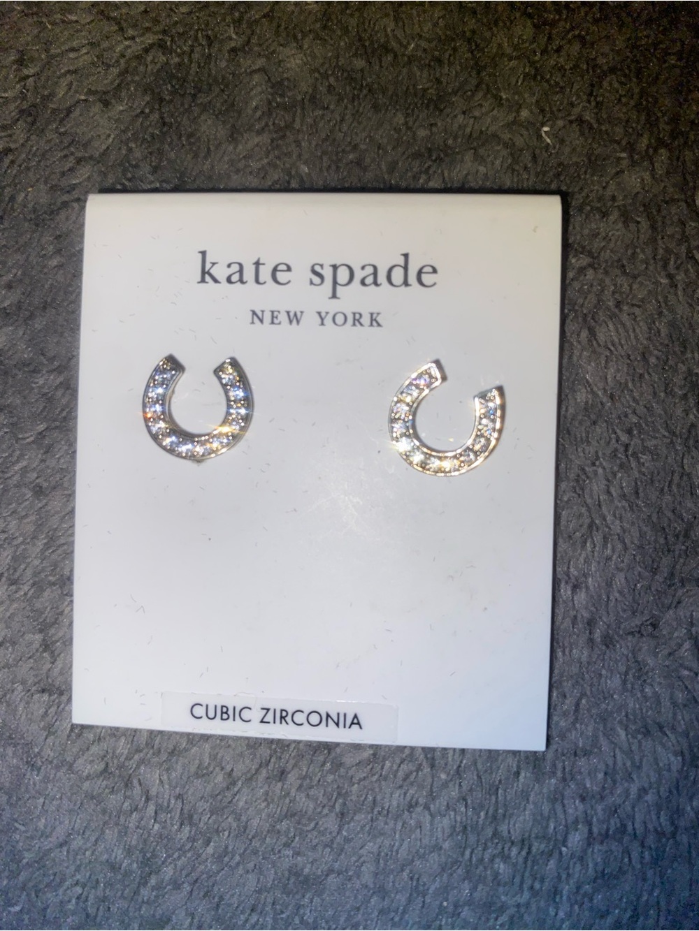 kate spade Silver Cubic Zirconia Horseshoe Kids Stud Earrings